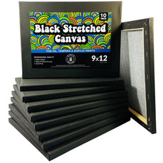 10Pk Black Stretched Canvas