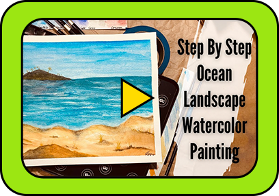 Ocean Landscape Watercolor Painting Using Watercolor Pencils