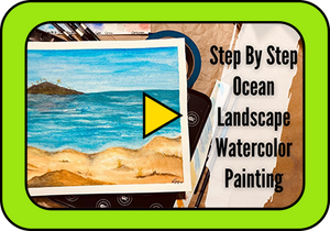 Ocean Landscape Watercolor Painting Using Watercolor Pencils