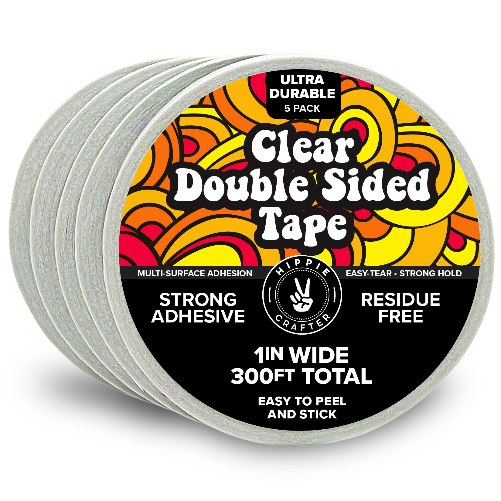 5Pk Clear Double Sided Tape 1 2