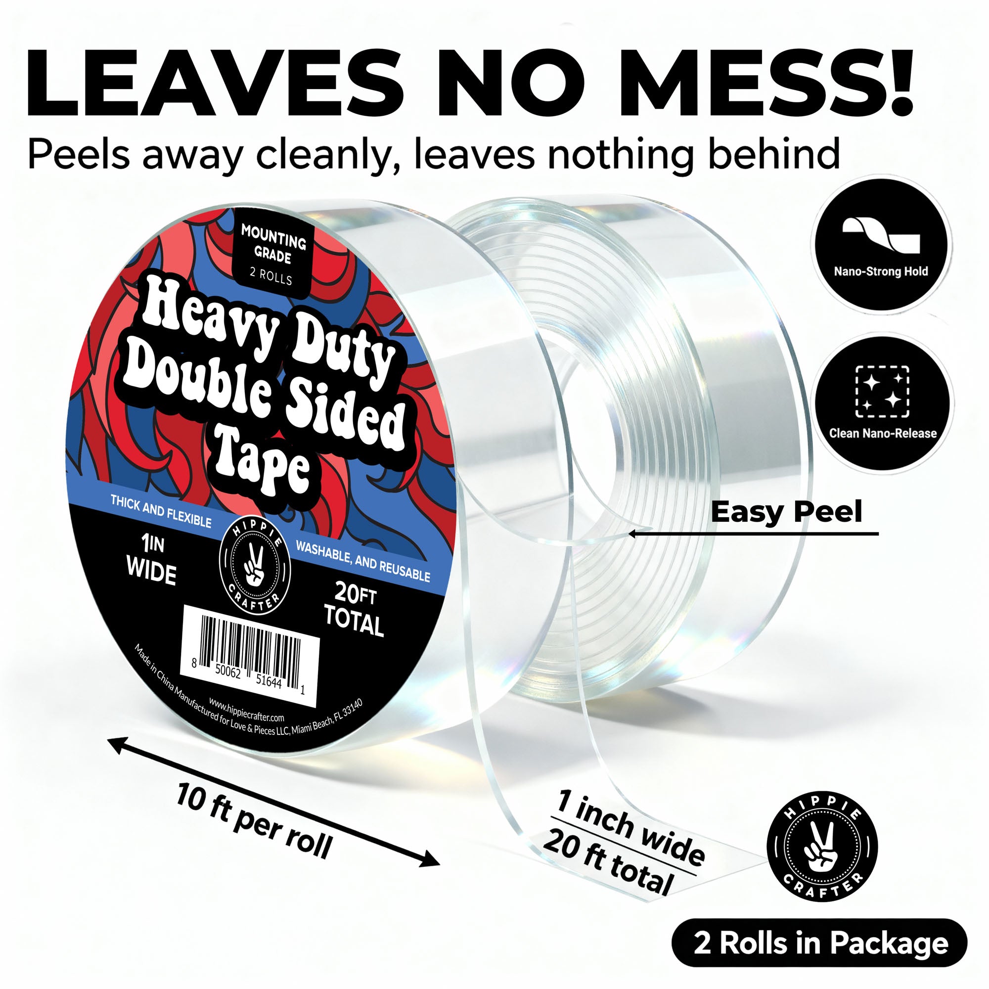 2Pk Double Sided Heavy Duty Tape 1"