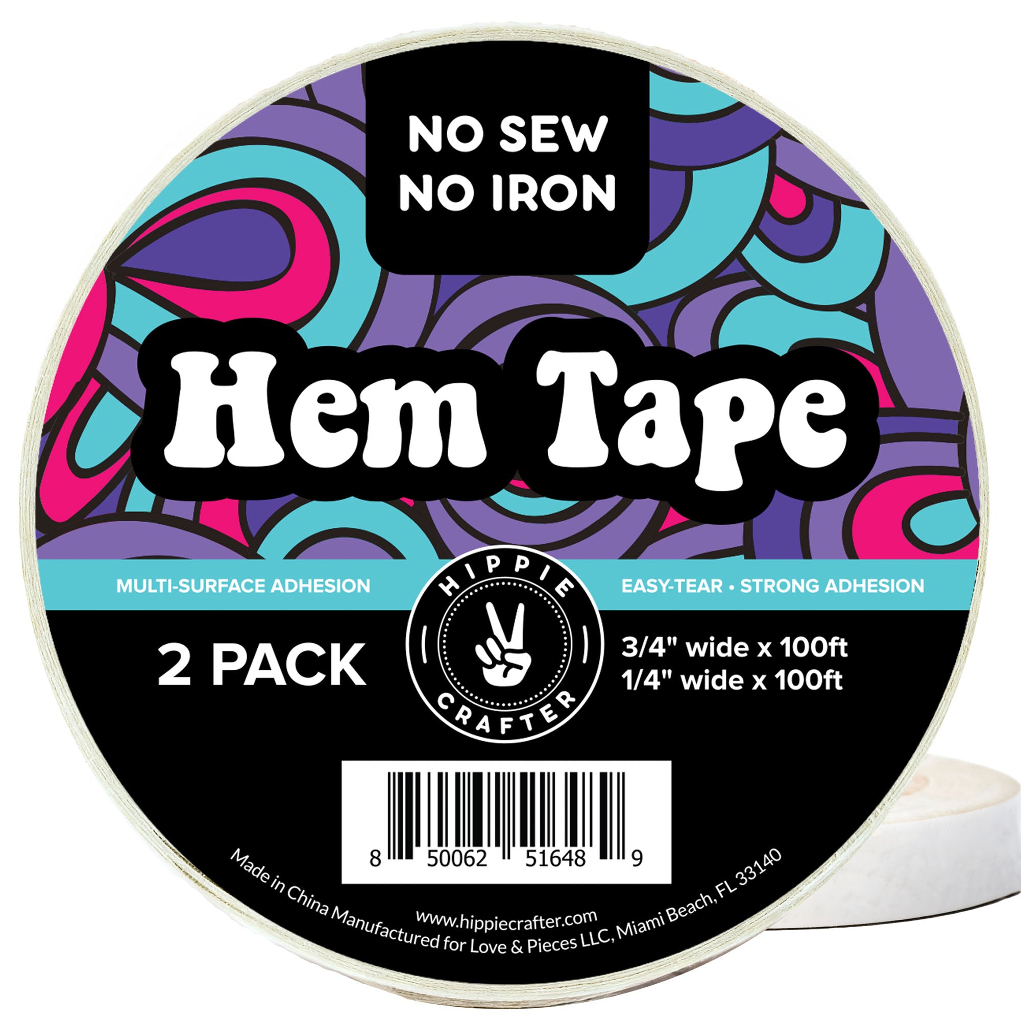 Combo Double Sided Hem Tape 3/4" and 1/4