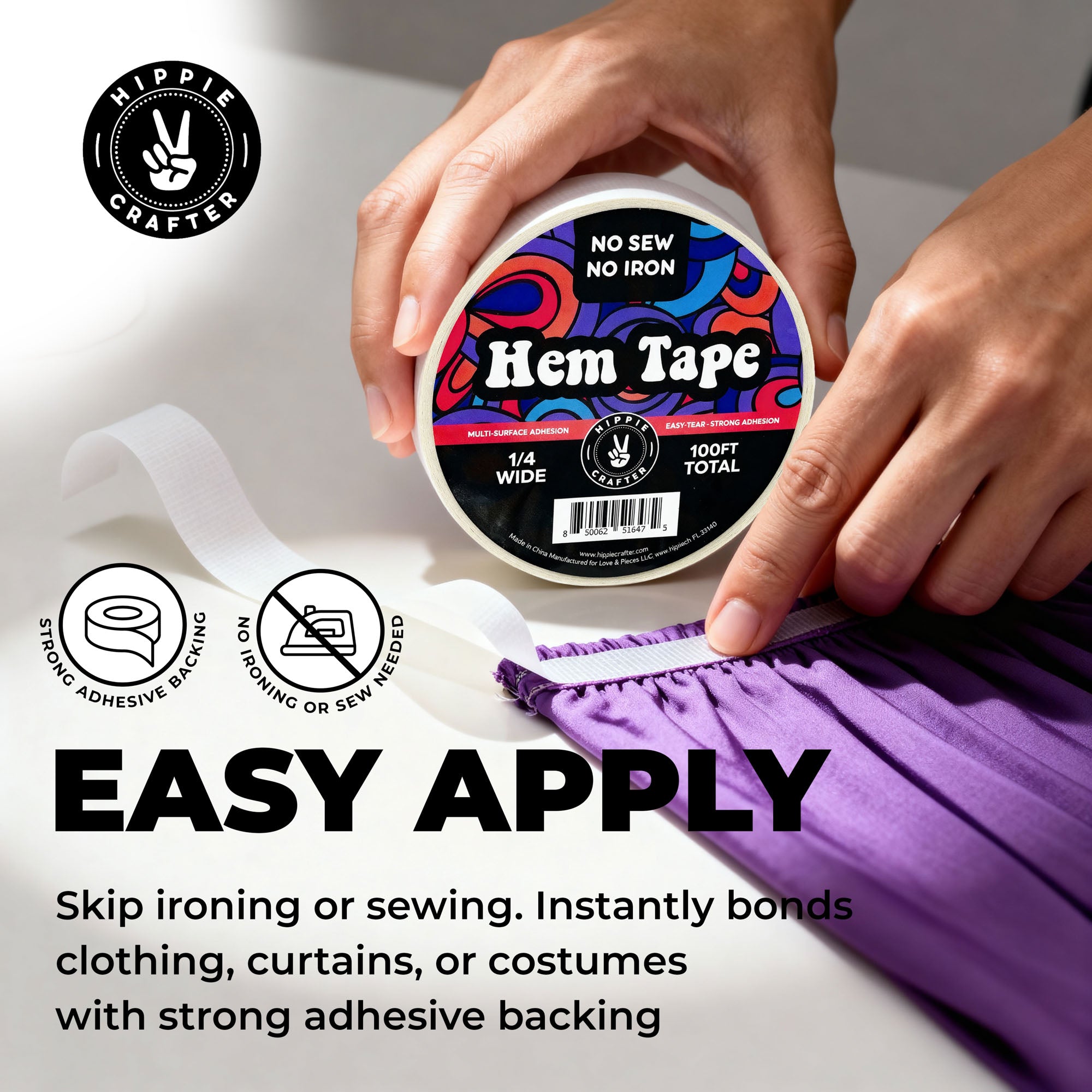Combo Double Sided Hem Tape 3/4" and 1/4