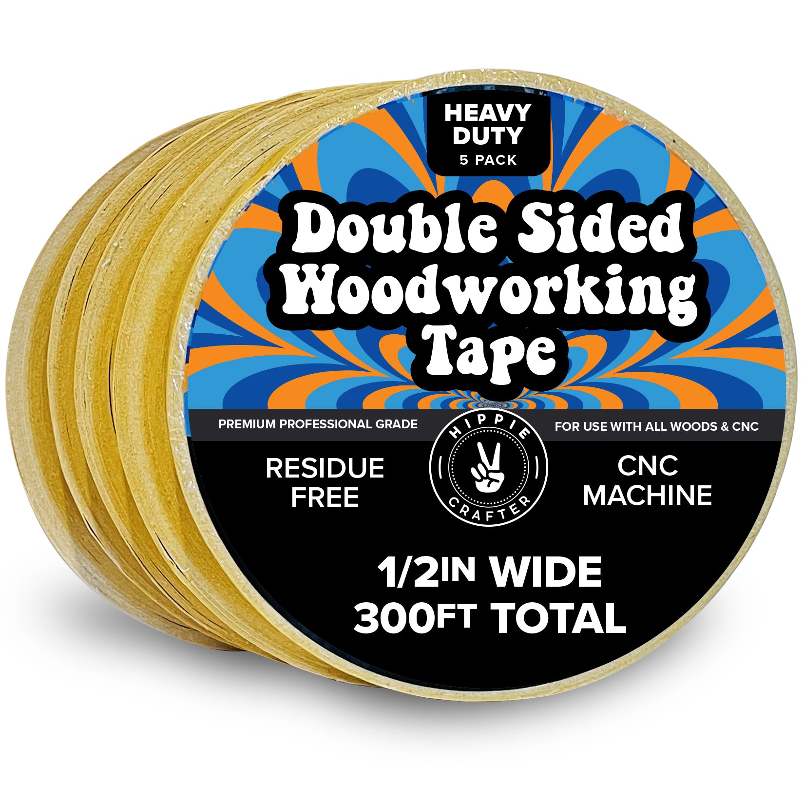 5Pk Double Sided Woodworking Tape 1/2"