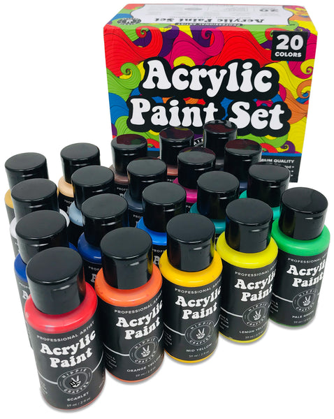 ARTKUNST 50 Pack Acrylic Paint Set, 36 Colours Acrylic Paint (12ml) With 10 Brushes 3 Canvas 1 Palette, Complete Set For Kids, Adults Painting On