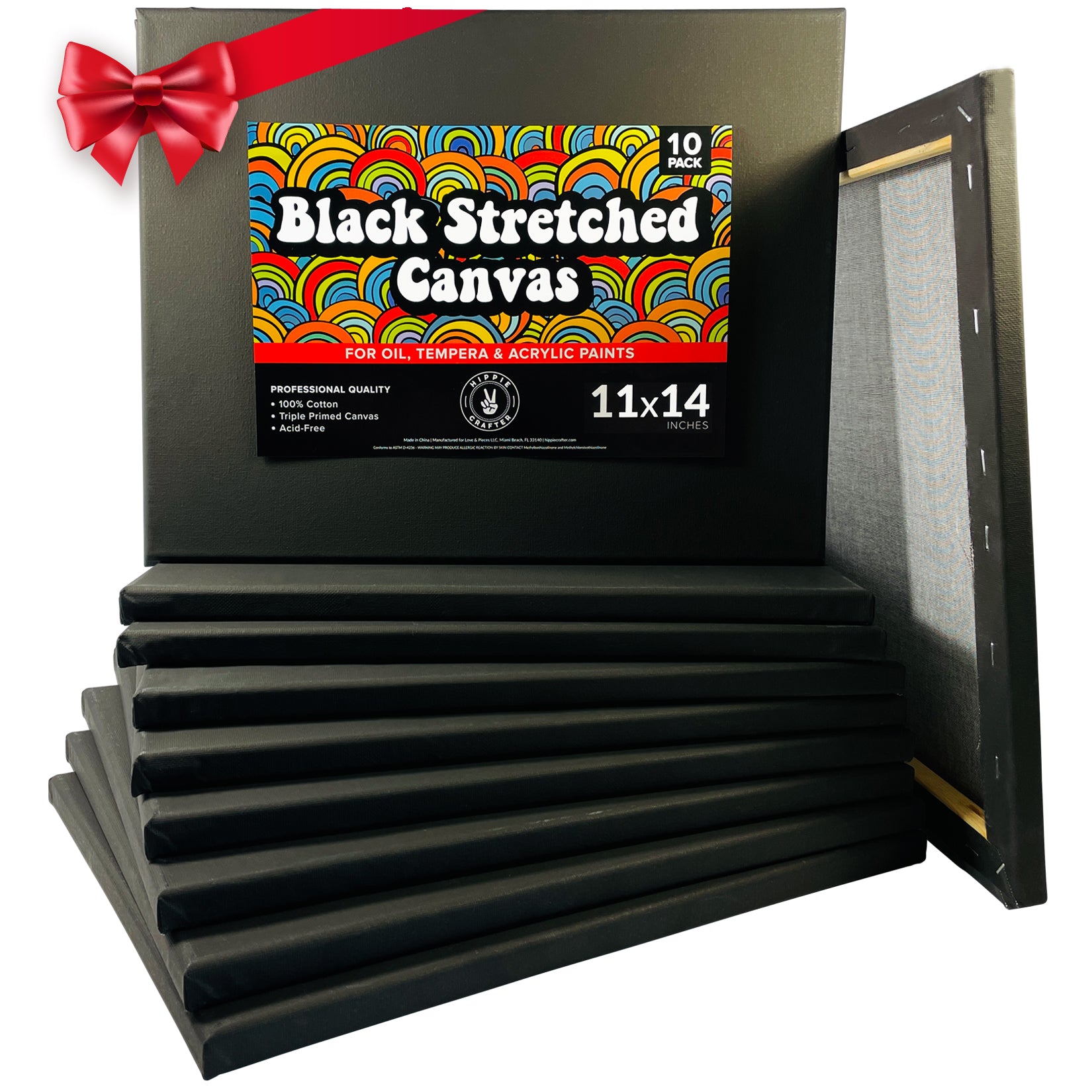 Hippie Crafter 10pk Black Stretched Canvas