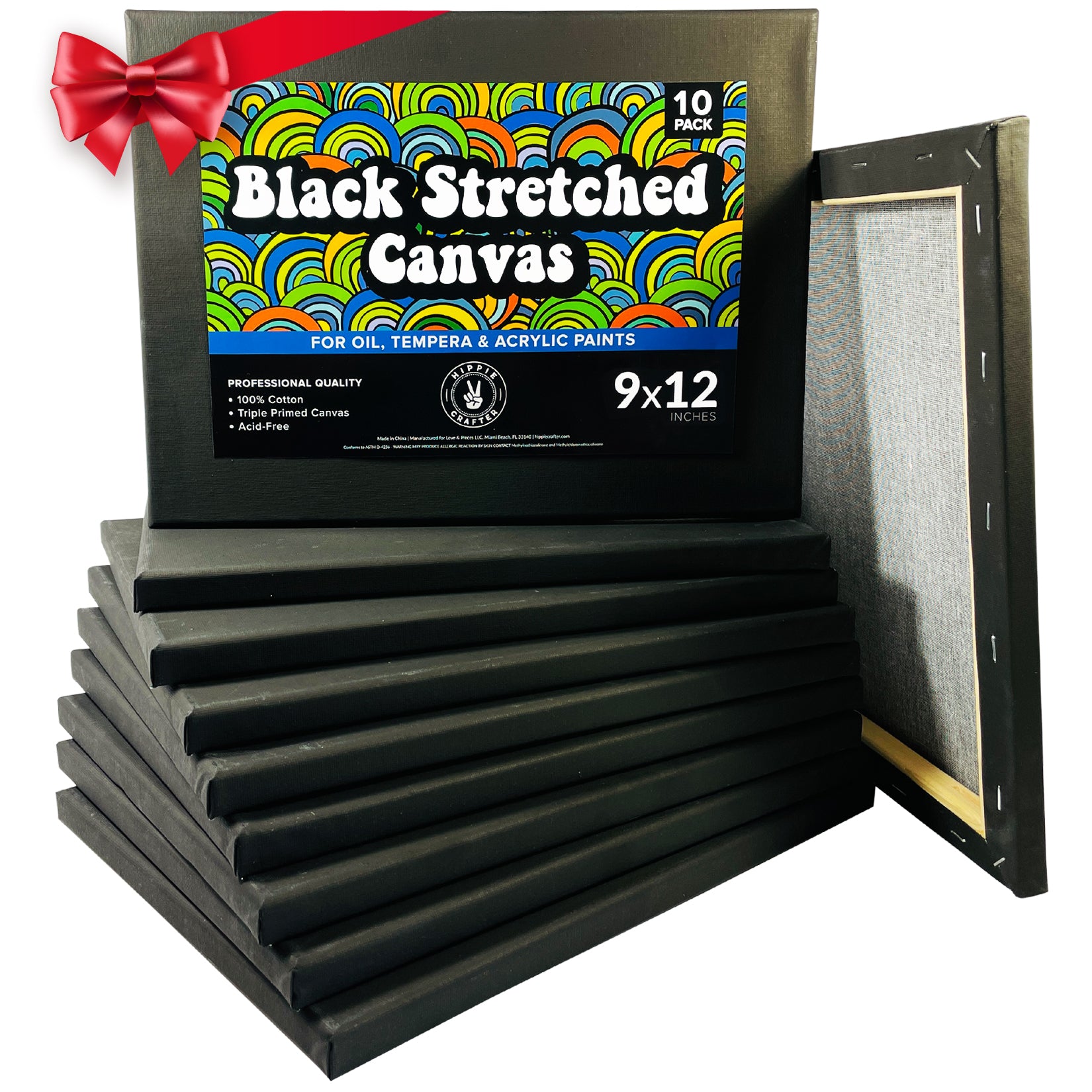 Hippie Crafter 10pk Black Stretched Canvas