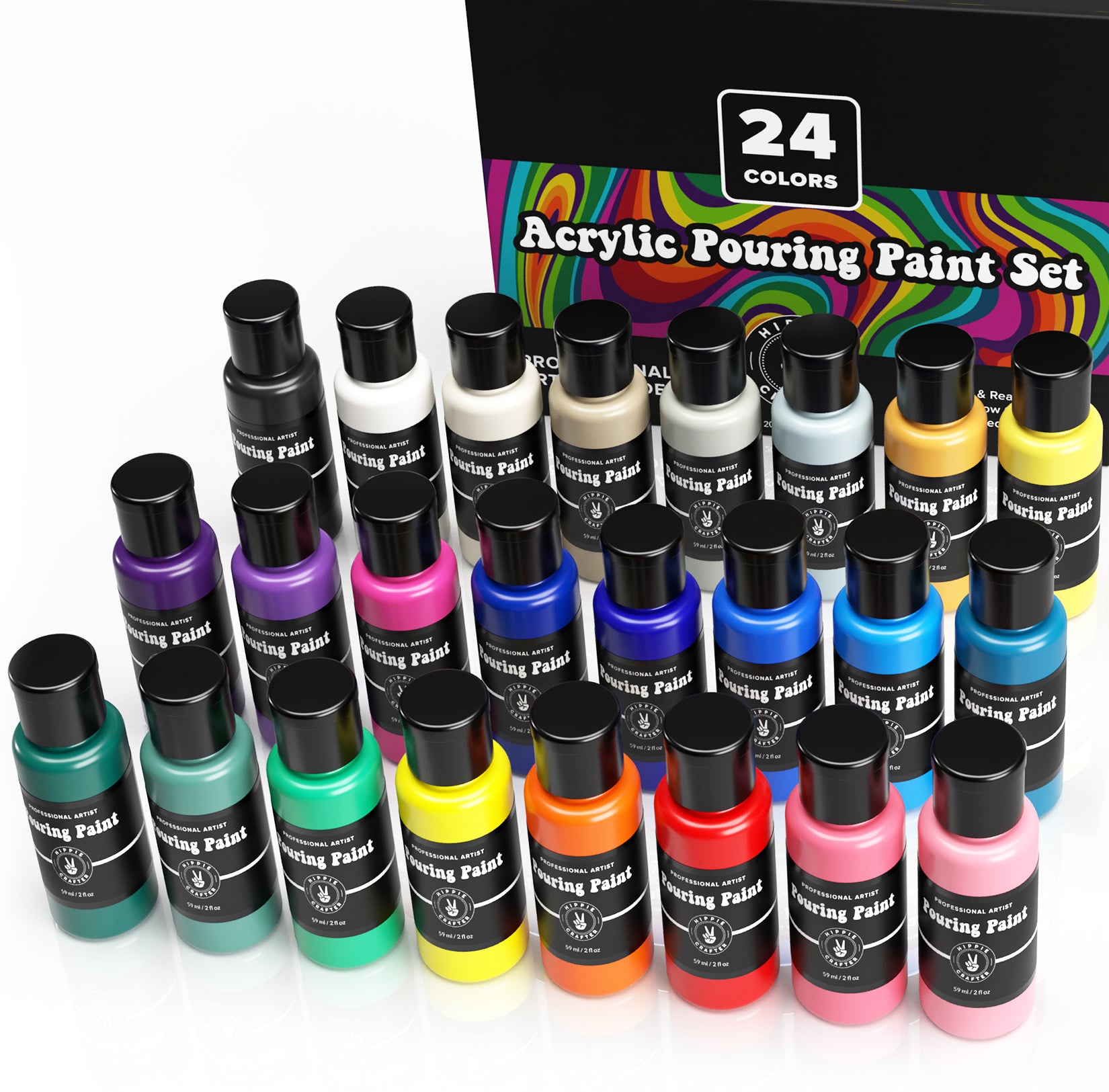 8oz Acrylic Pouring Paint White & Black – Hippie Crafter