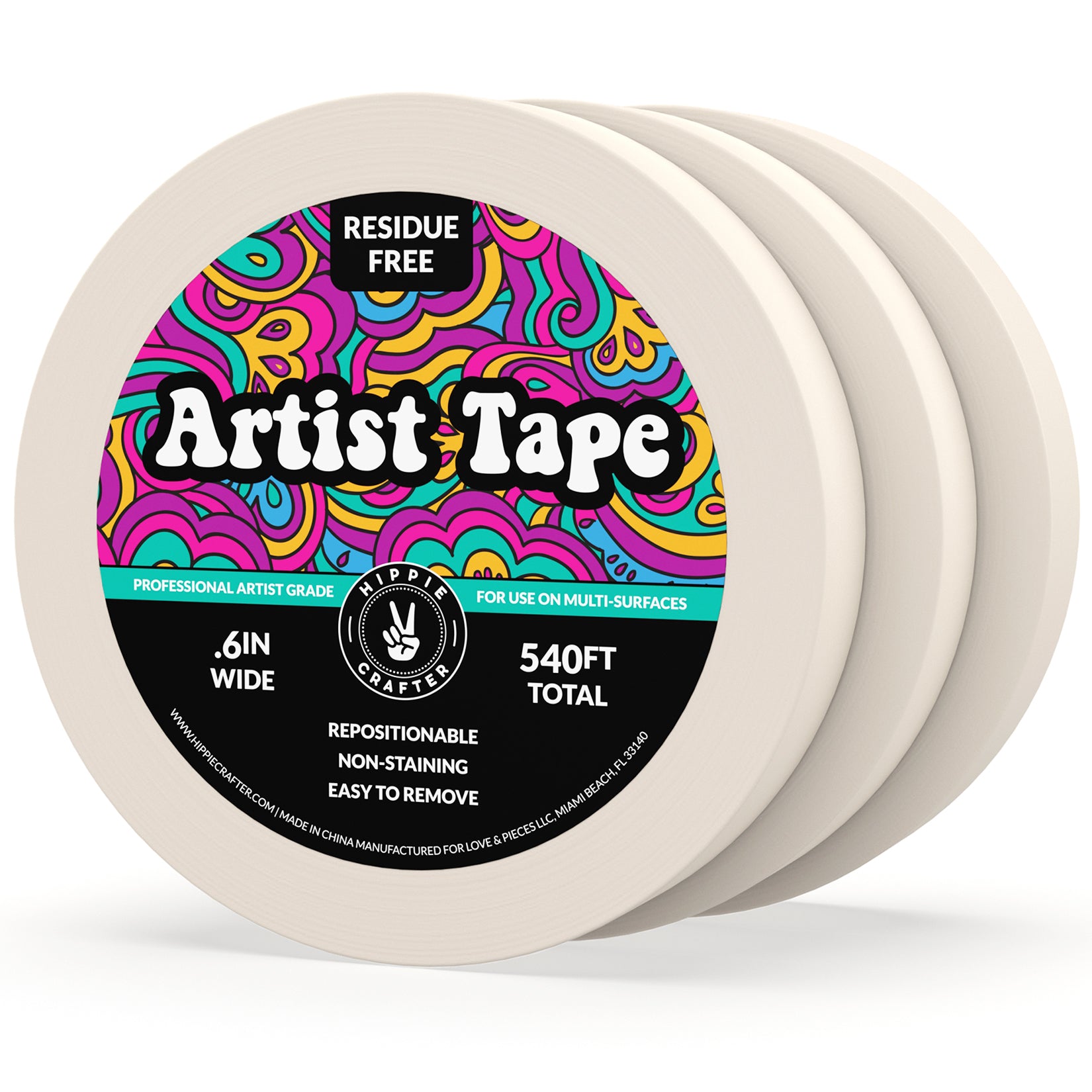 3PK .6" Artist Tape