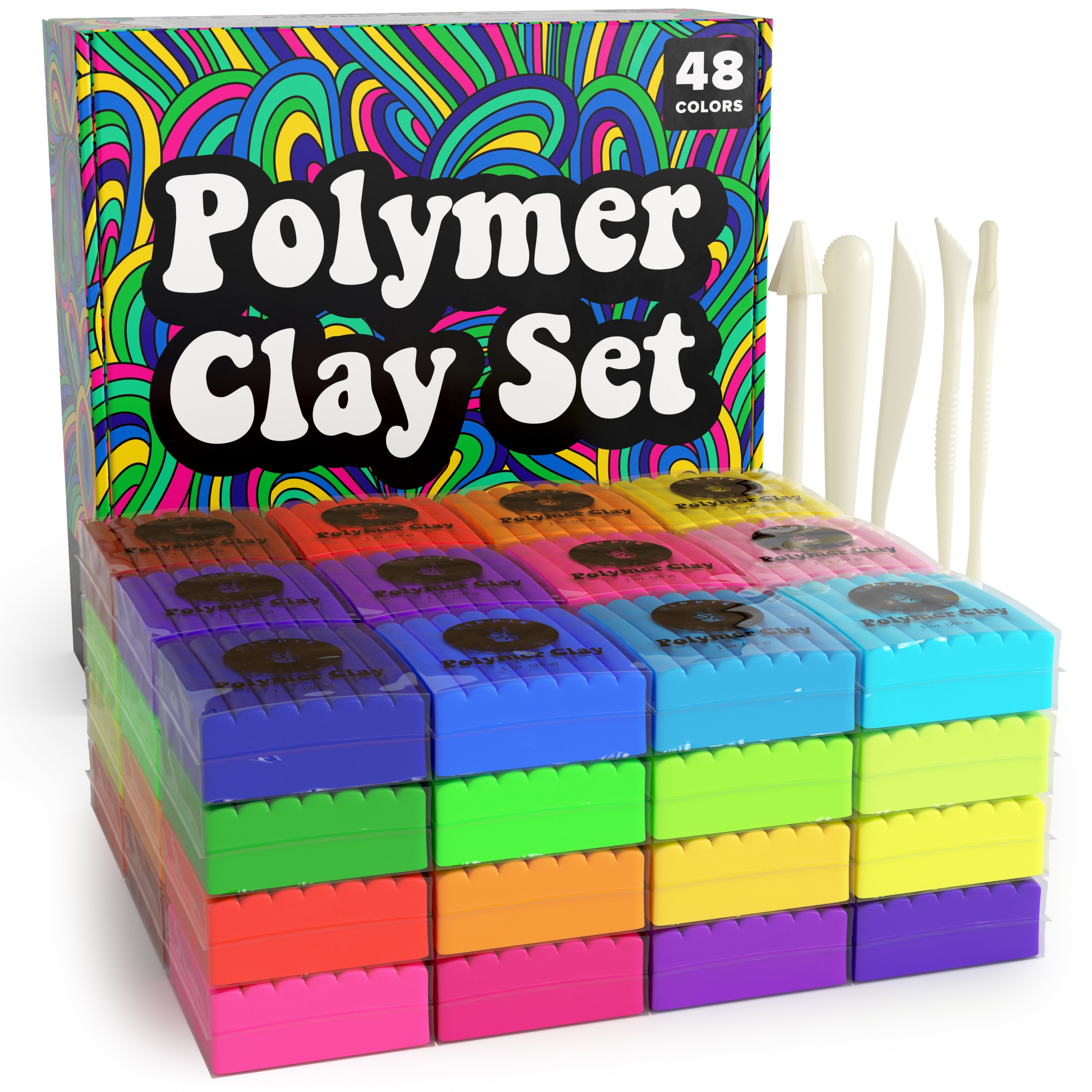 Polymer Clay Set 48 Colors Modeling Clay Sculpting and Oven Bake Kit Baking and Molding