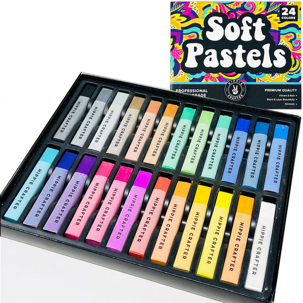 KALOUR Soft Pastel for Artists, Set of 24 Colors Chalk Sticks,Pastel Art Supplies for Drawing Blending Shading,Colored Pastel Gift for Adults Kids