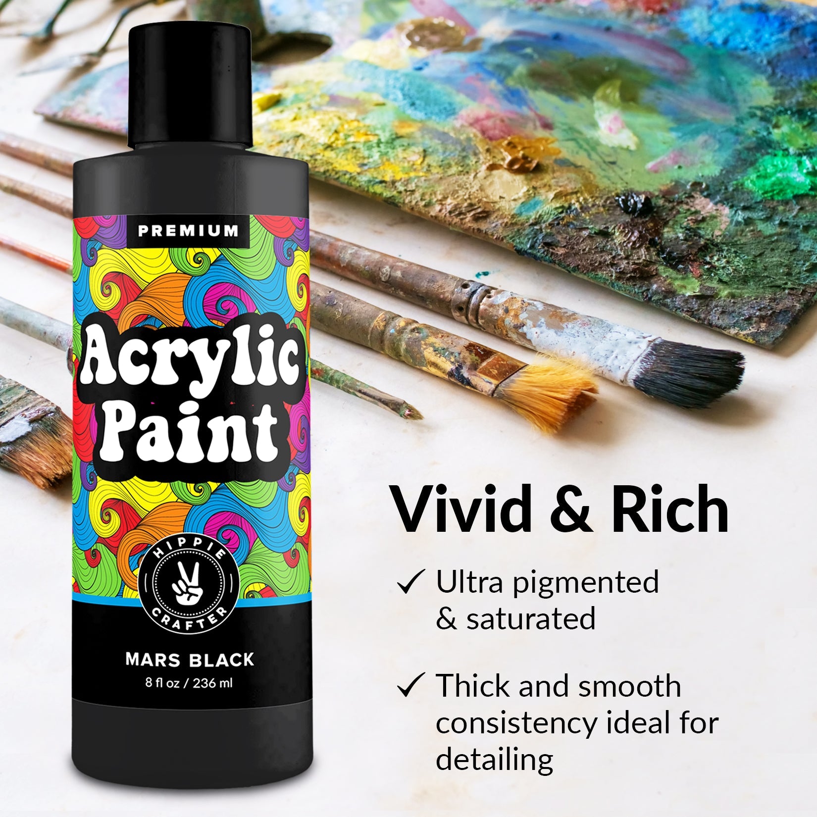 Hippie Crafter White Pouring Paint Acrylic Pouring for Pour Art and Flow Painting 8oz 236 ml Bottle Titanium White