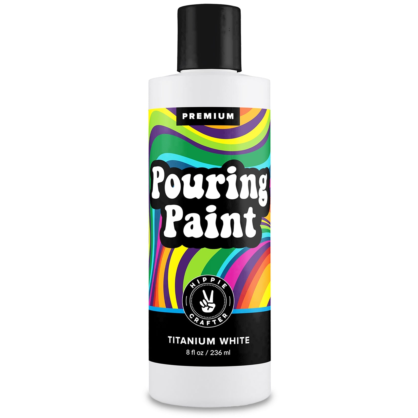 Hippie Crafter White Pouring Paint Acrylic Pouring for Pour Art and Flow Painting 8oz 236 ml Bottle Titanium White