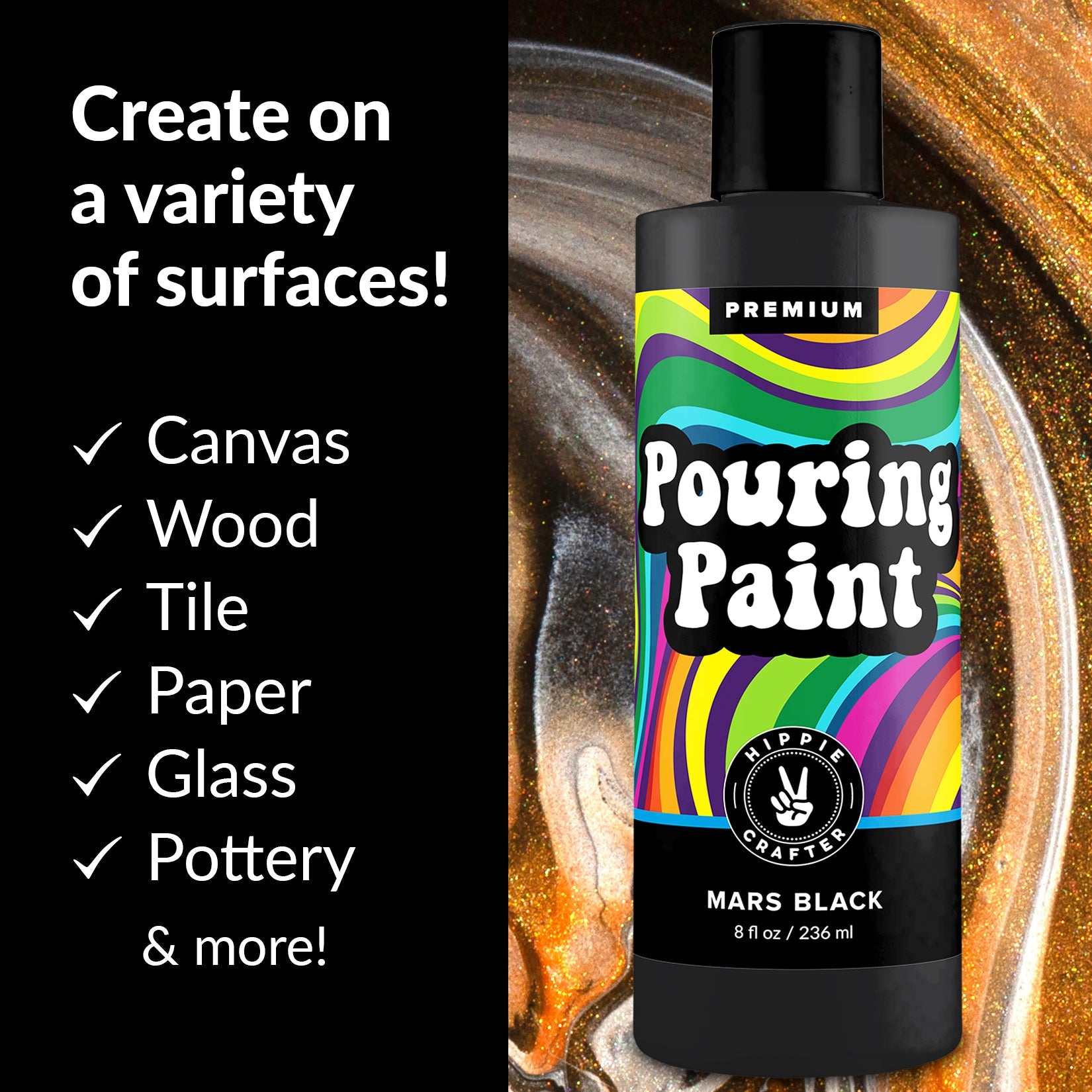 Art & Craft Paint - 8oz Acrylic Pouring Paint White & Black