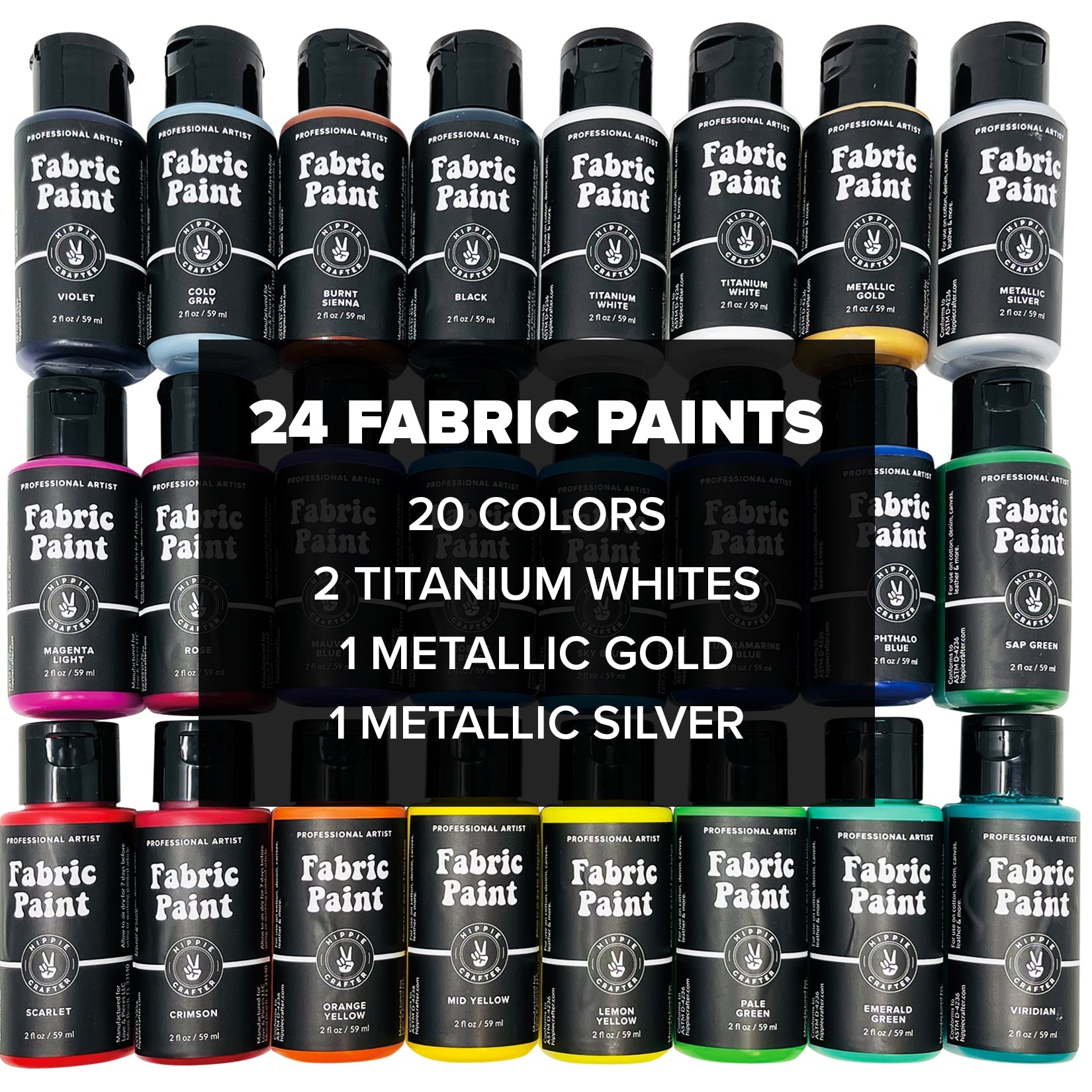 Permanent Fabric Paint for Clothes 24 Colors Bulk Kit Fabric Paint for Upholstery Outdoor Cushions Shoe Paint Decorating Medium Acrylic Fabric Paint