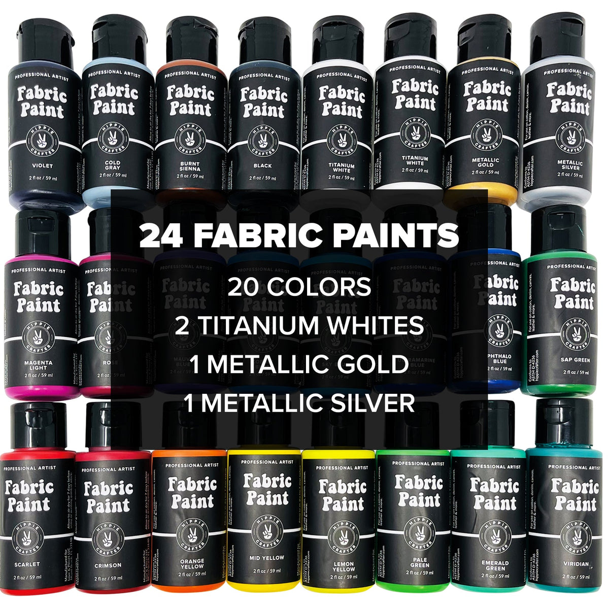 Permanent Fabric Paint for Clothes 24 Colors Bulk Kit Fabric Paint for Upholstery Outdoor Cushions Shoe Paint Decorating Medium Acrylic Fabric Paint