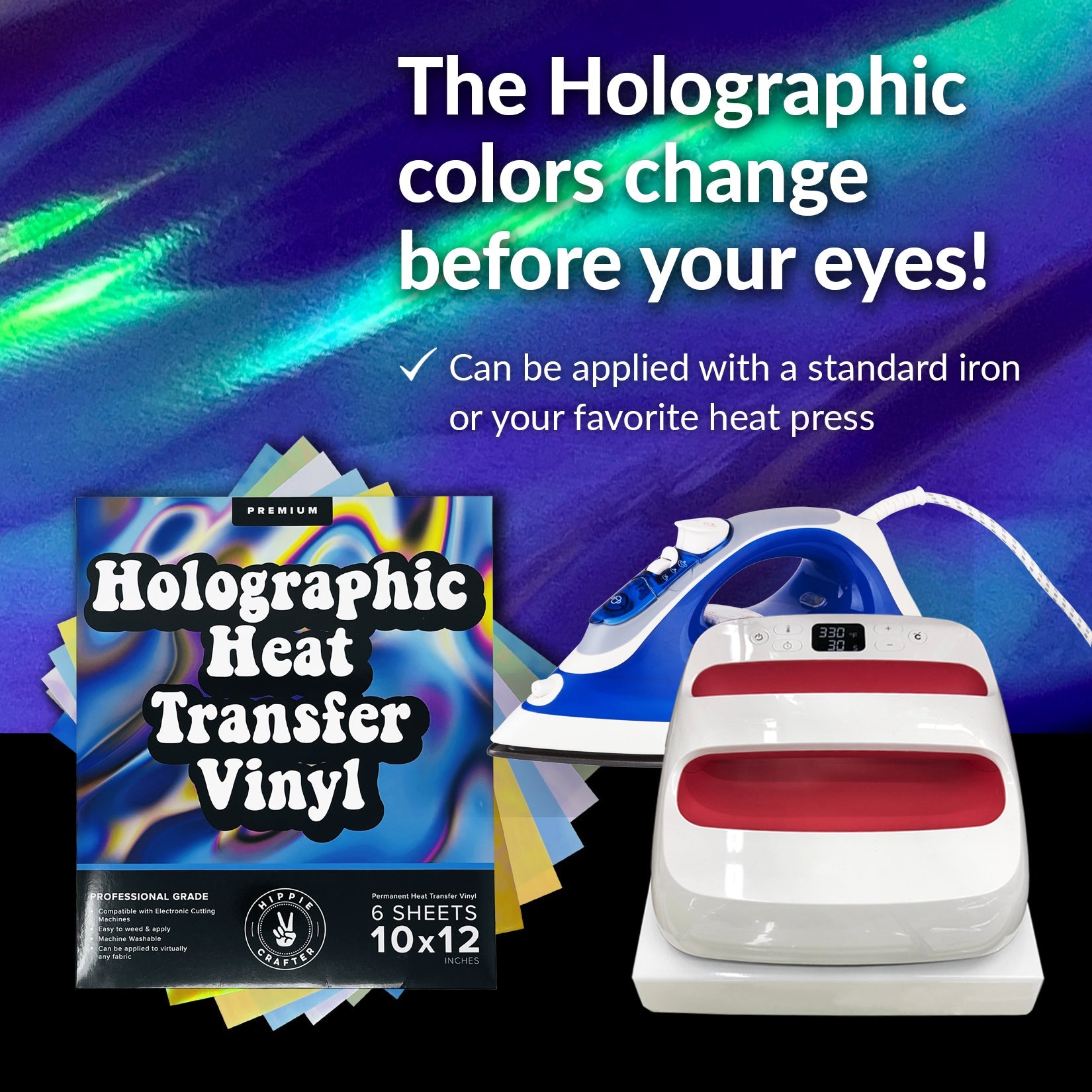 Art & Crafting Materials - Holographic Heat Transfer Vinyl
