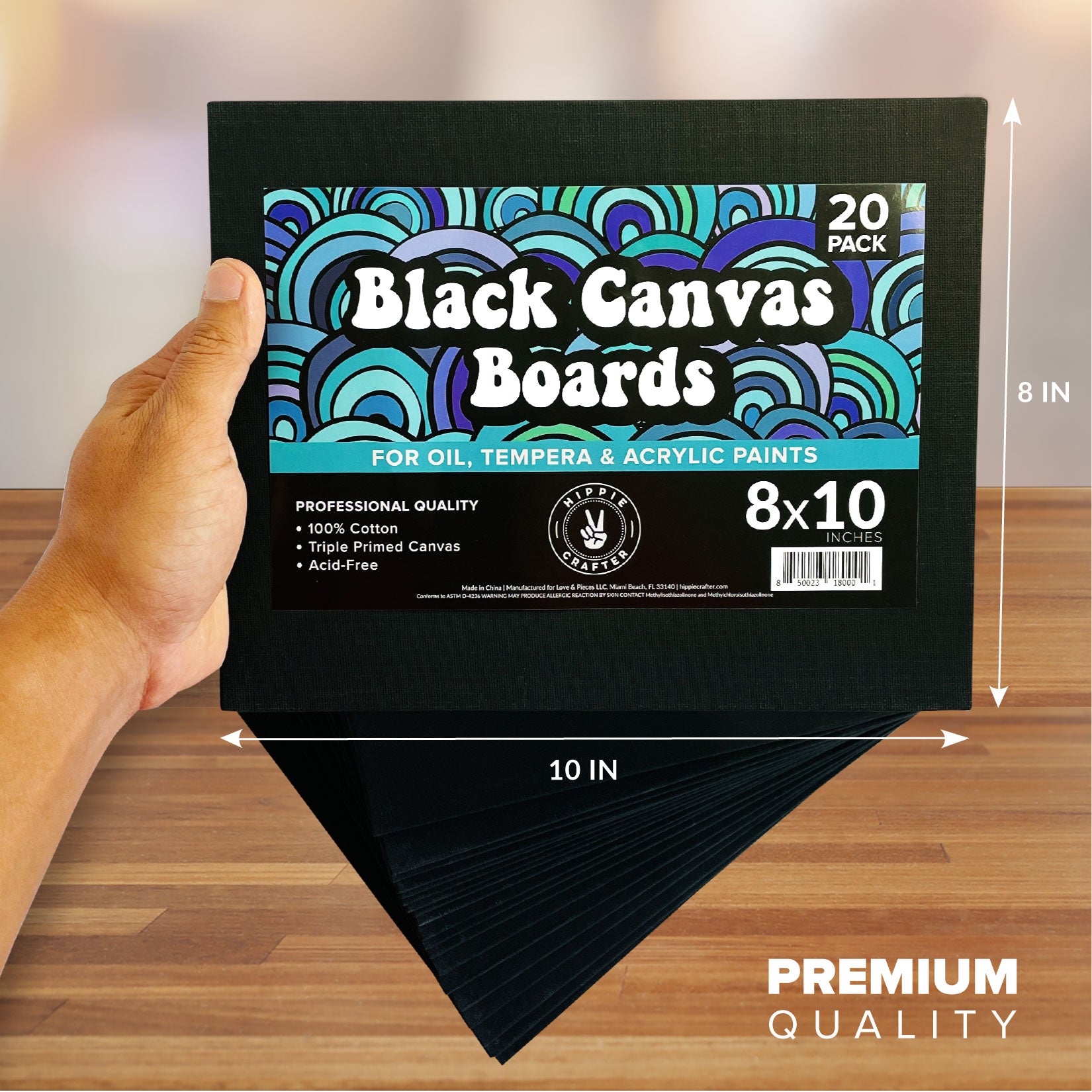 20 Pack Black Canvas Boards for Painting 8x10 Blank Art Canvases Panels for Paint