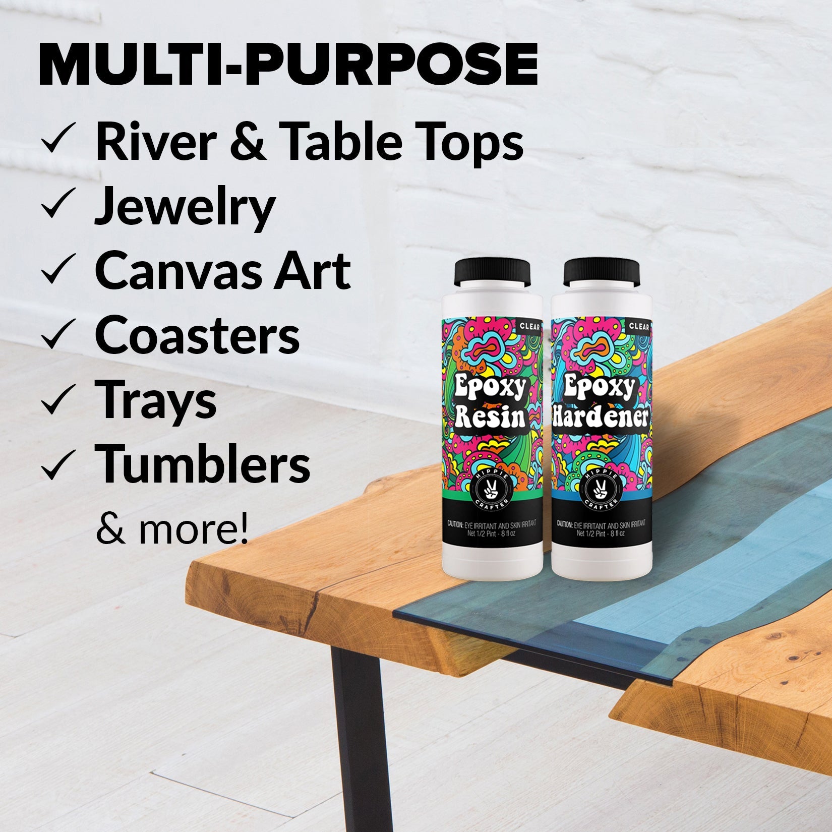 Crystal Clear Table Top Epoxy Resin 2 Gallon Kit, Great for Wood projects  Bar Tops River tables Tumblers Artist Quality