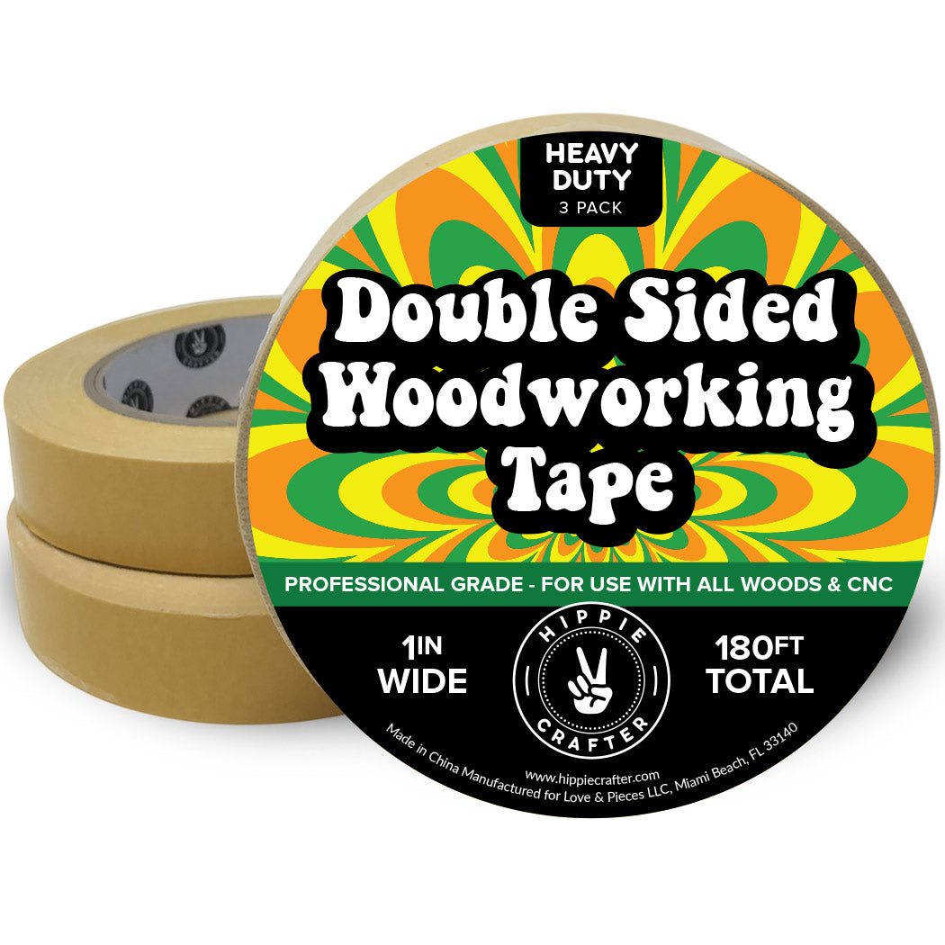 Hippie Crafter 3 Pk Double Stick Tape Double Sided Woodworking Tape 1 inch Wide Wood Tape for Woodworkers CNC Machines Routing