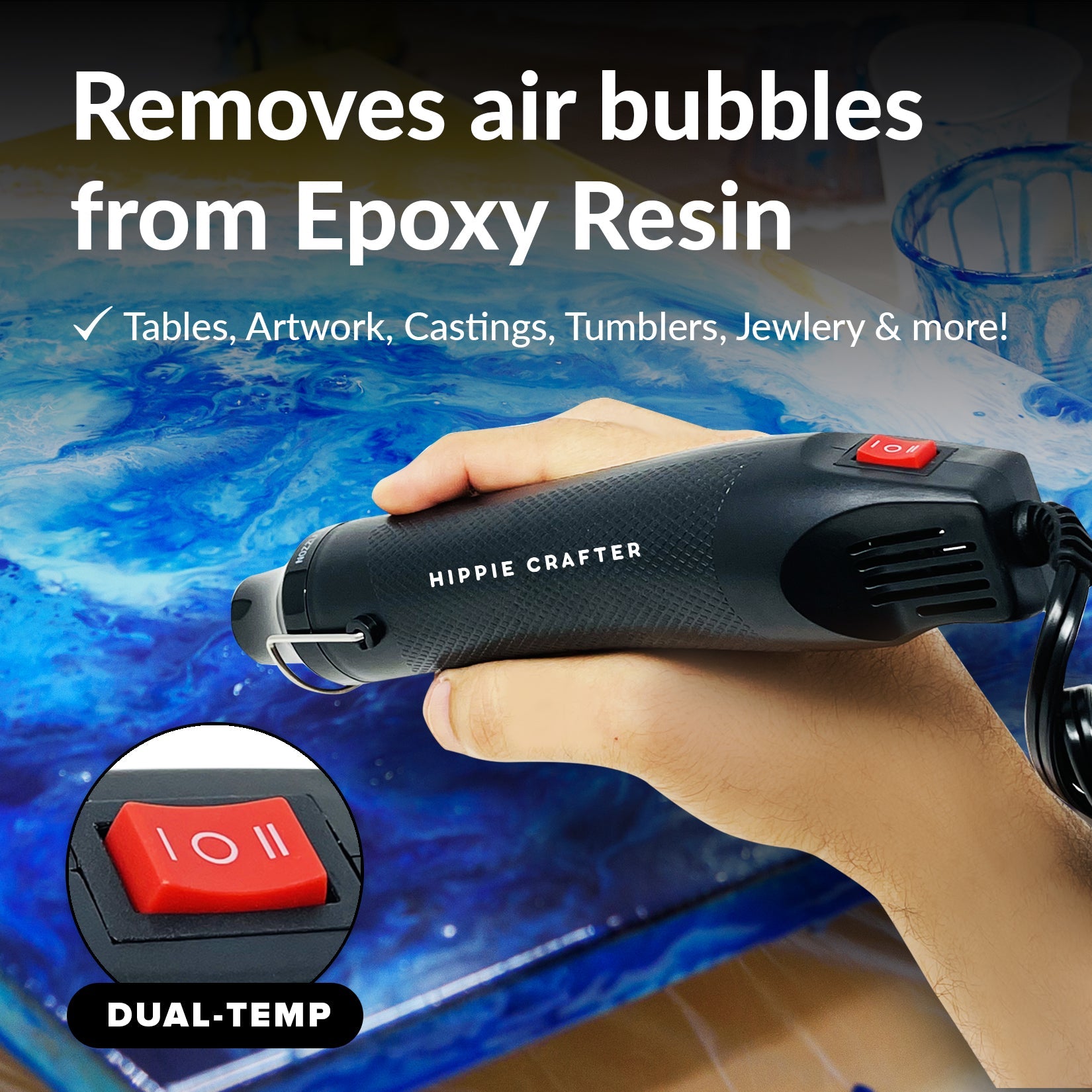 Heat Gun Bubble Removing Tool for Epoxy Resin and Acrylic Art - Pink