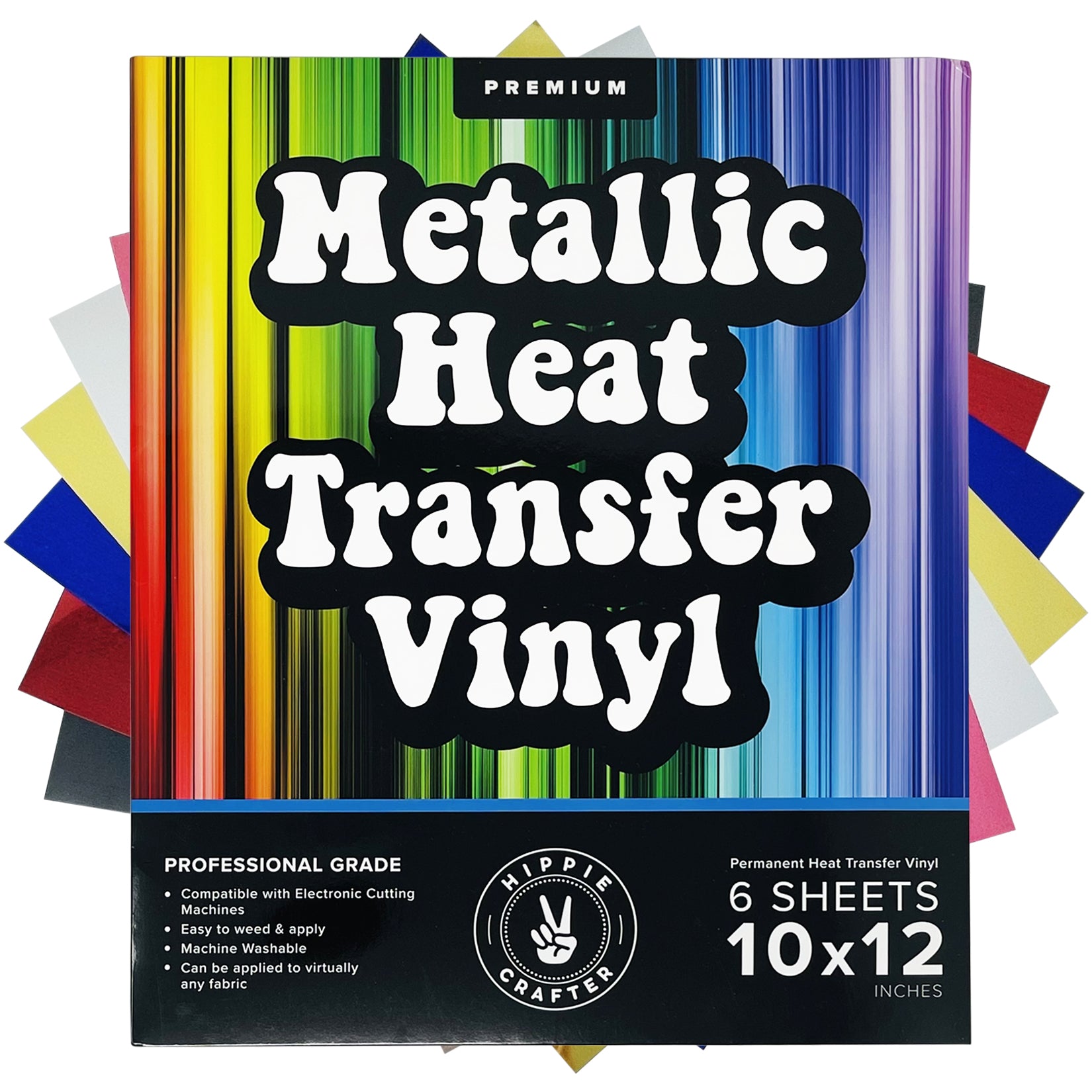 Metallic Heat Transfer Vinyl Sheets Permanent Foil Adhesive HTV Chrome Gold Pink Pack, Size: Small, Silver