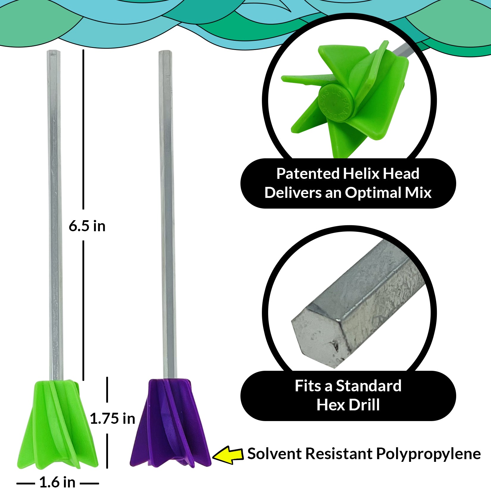 Generic Resin Mixer Paddles, Misowin Epoxy Mixer Attachment, Reusable Paint  Mixer for Drill, Paint Stirrer Drill