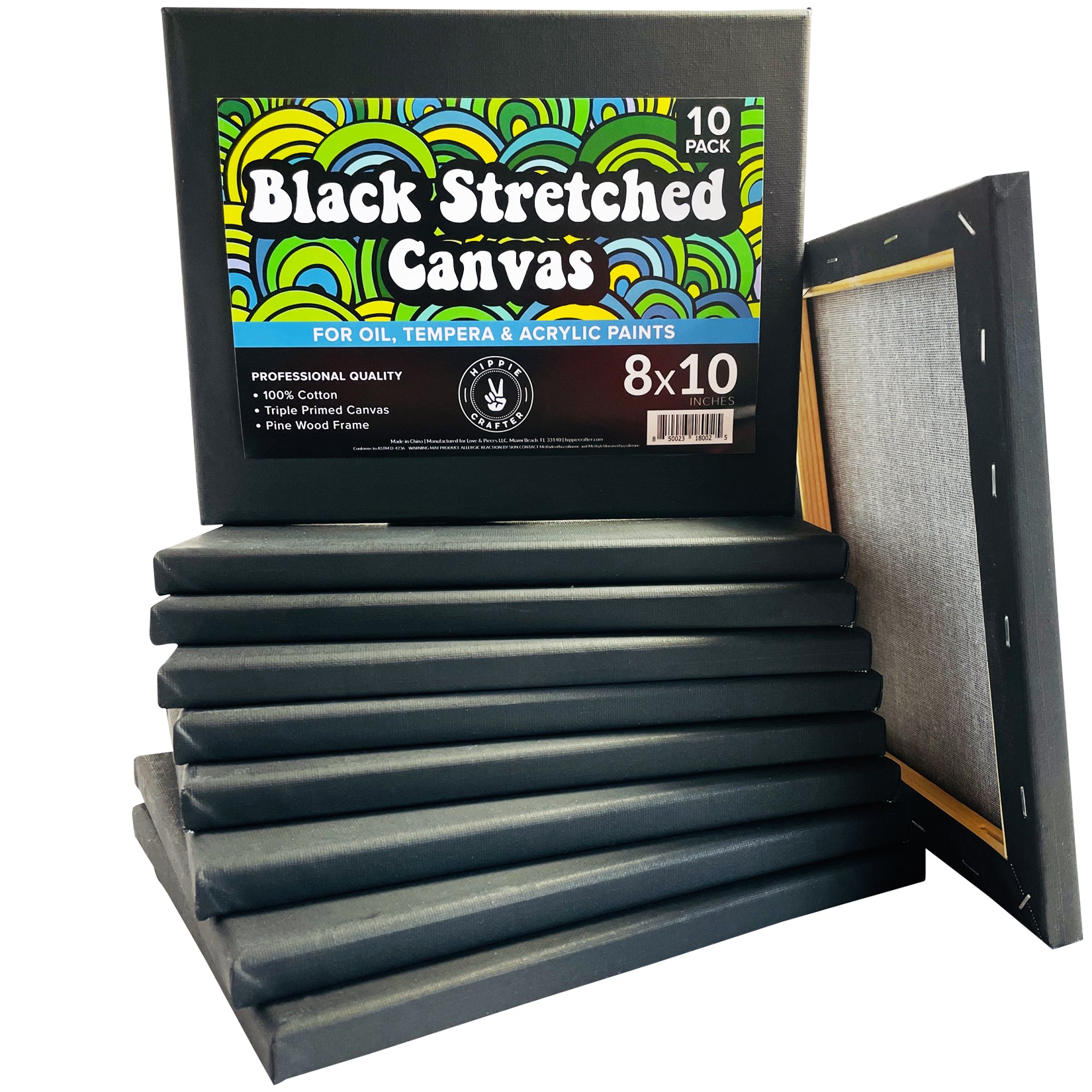 Hippie Crafter 10pk Black Stretched Canvas