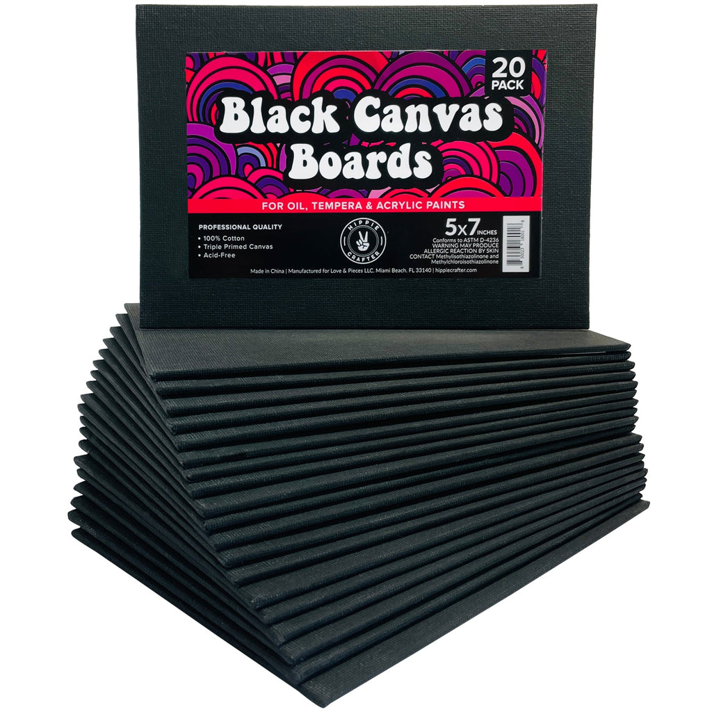 Painting Canvas - 20 Pk Black Canvas Boards