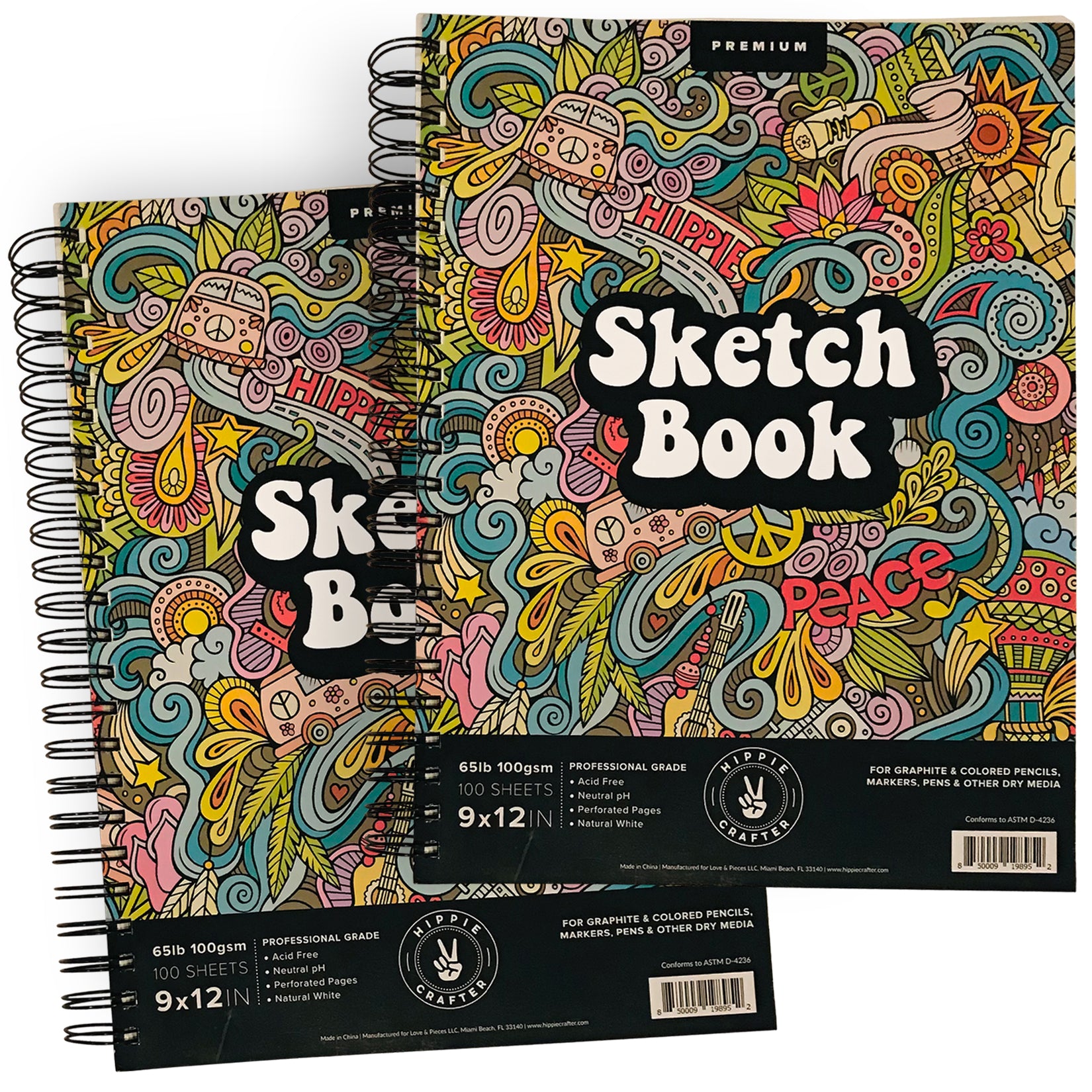 Lartique 9X12 Sketch Book, 2-Pack, 100 Sheets Each, (100gsm) Sketchbook  for
