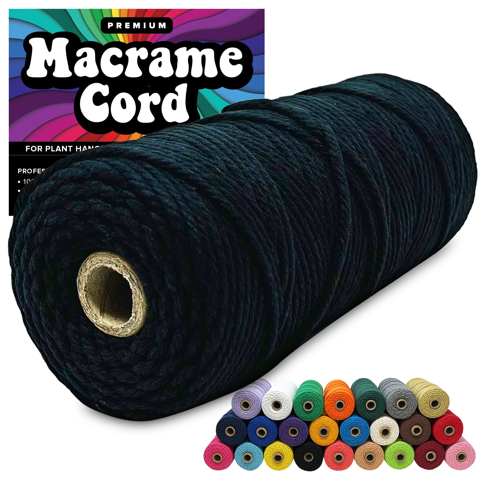 Hippie Crafter 100% Cotton Macrame 3mm Cord Black