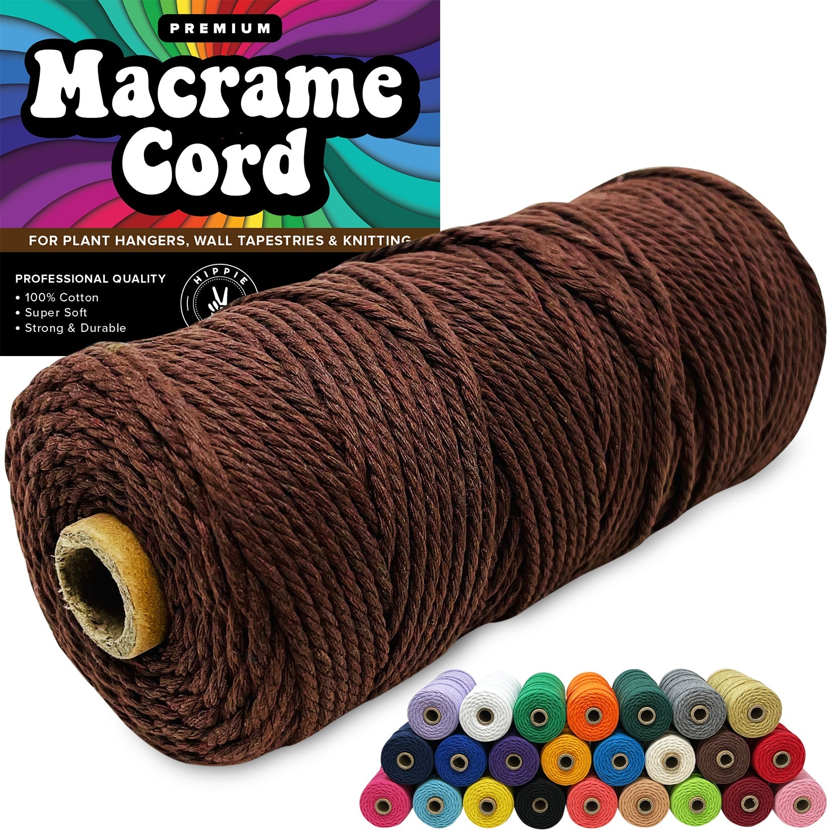 Hippie Crafter 100% Cotton Macrame 3mm Cord Grey