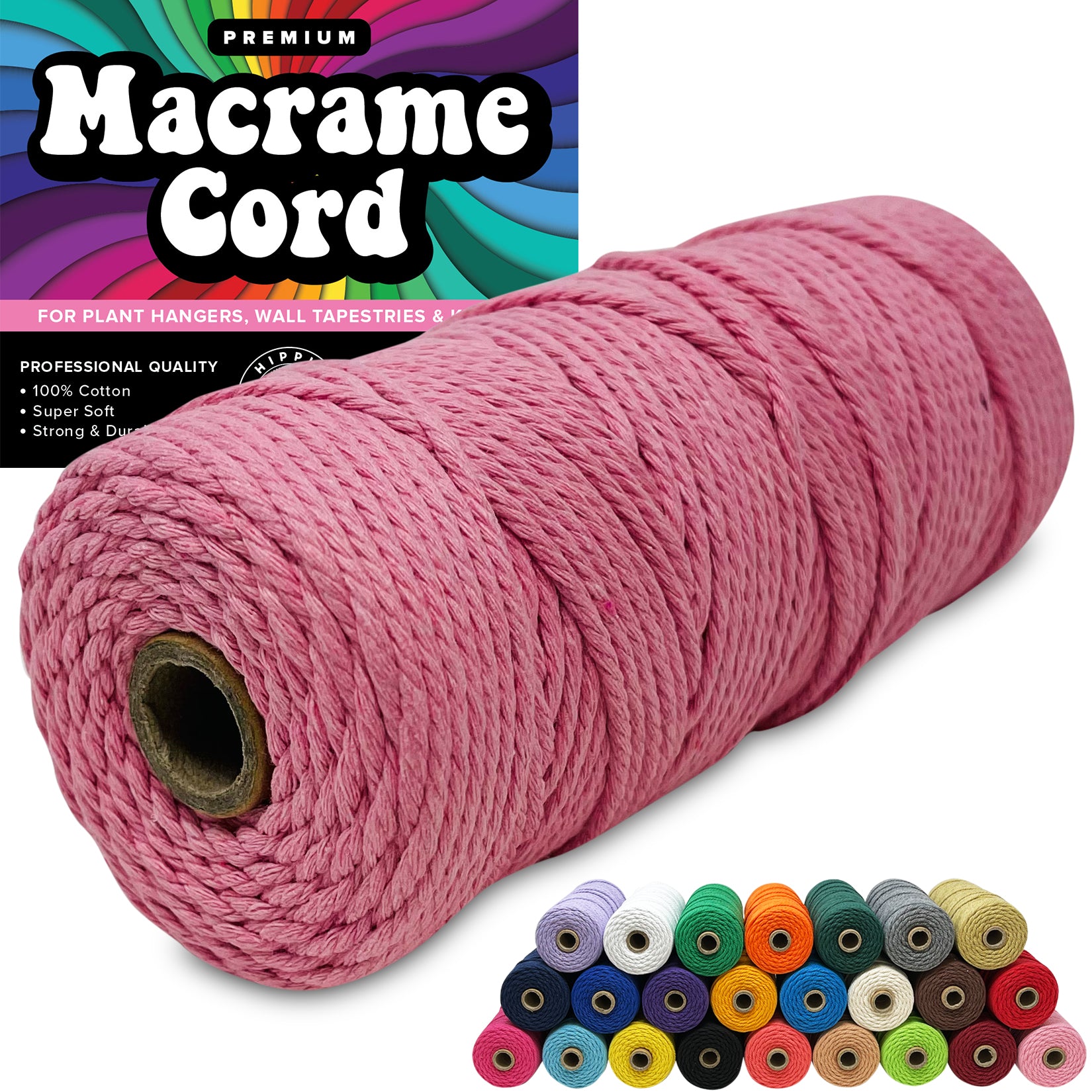 Hippie Crafter 100% Cotton Macrame 3mm Cord Pink